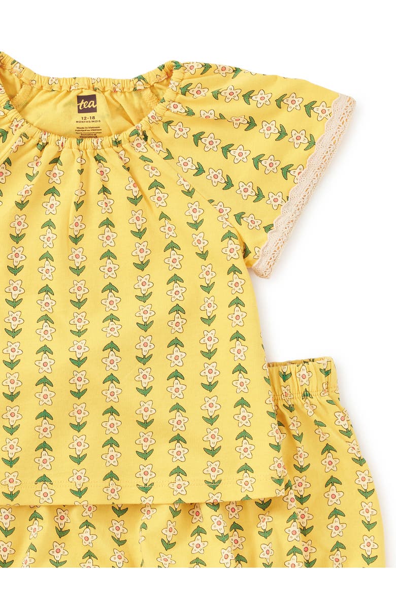 Tea Collection Printed Crochet Trim Baby Set, Alternate, color, Vintage Floral Tile