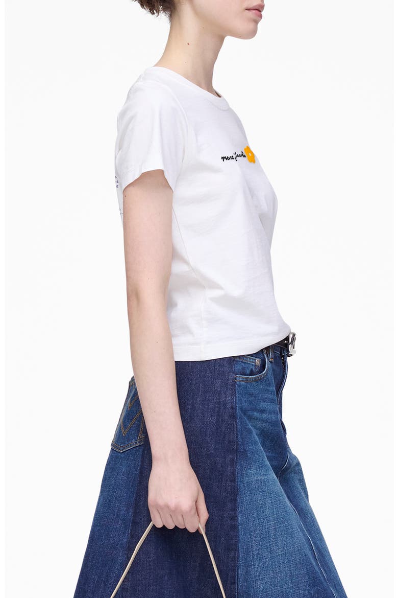 Flocked Daisy Logo Slim Cut T-Shirt, Alternate, color, WHITE