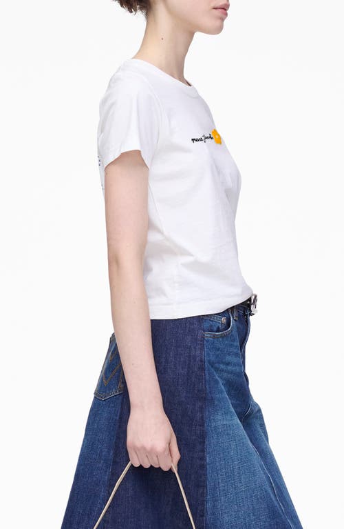 Marc Jacobs Flocked Daisy Logo Slim Cut T-shirt In White