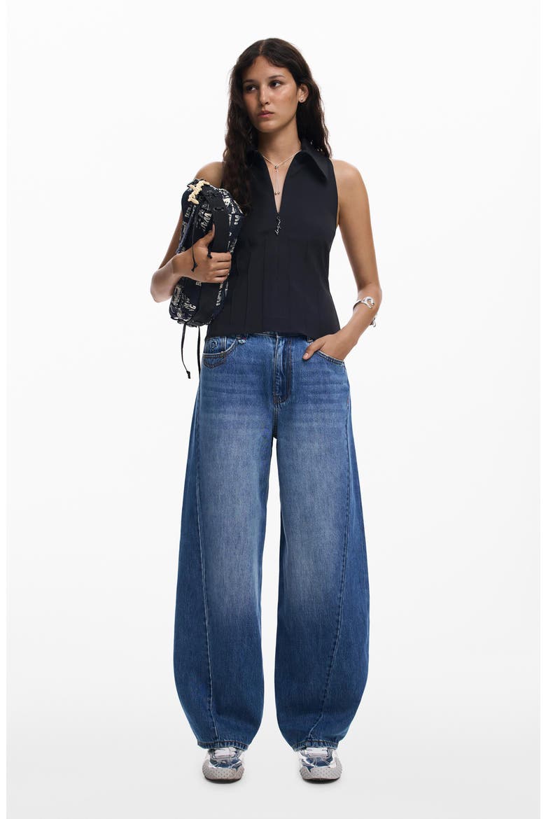 Hight Waist Barrel Legs Jeans, Alternate, color, MEDIUM BLUE