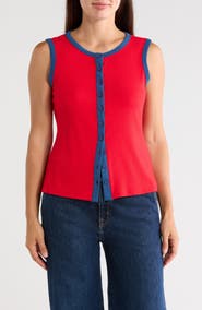 CYRUS Contrast Trim Ribbed Button Front Vest