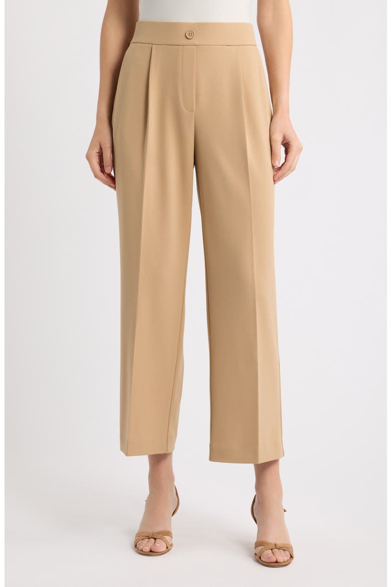 Pleated High Waist Wide Leg Pants, Main, color, LIGHT COFFEE