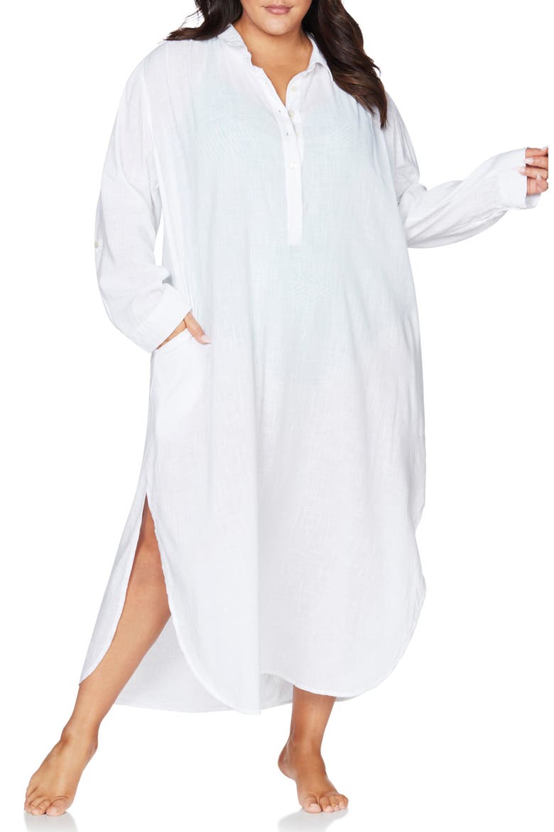 Monteverdi Cotton Blend Cover-Up Maxi Dress, Main, color, WHITE