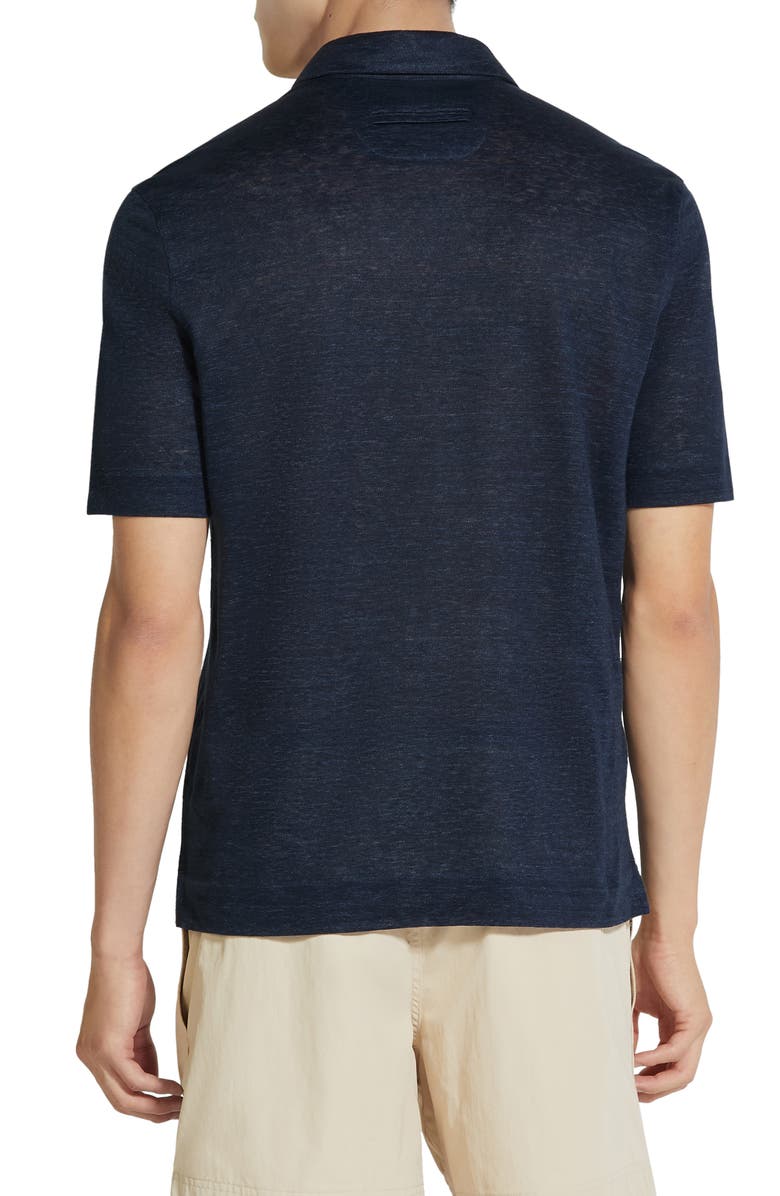 ZEGNA Linen Polo, Alternate, color, Navy