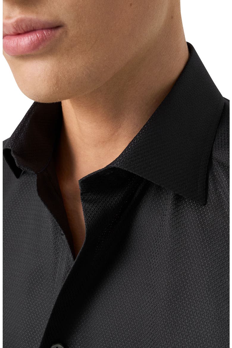 Slim Fit Cotton Dobby Dress Shirt, Alternate, color, BLACK