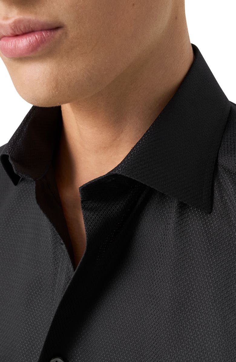 Eton Slim Fit Cotton Dobby Dress Shirt, Alternate, color, Black