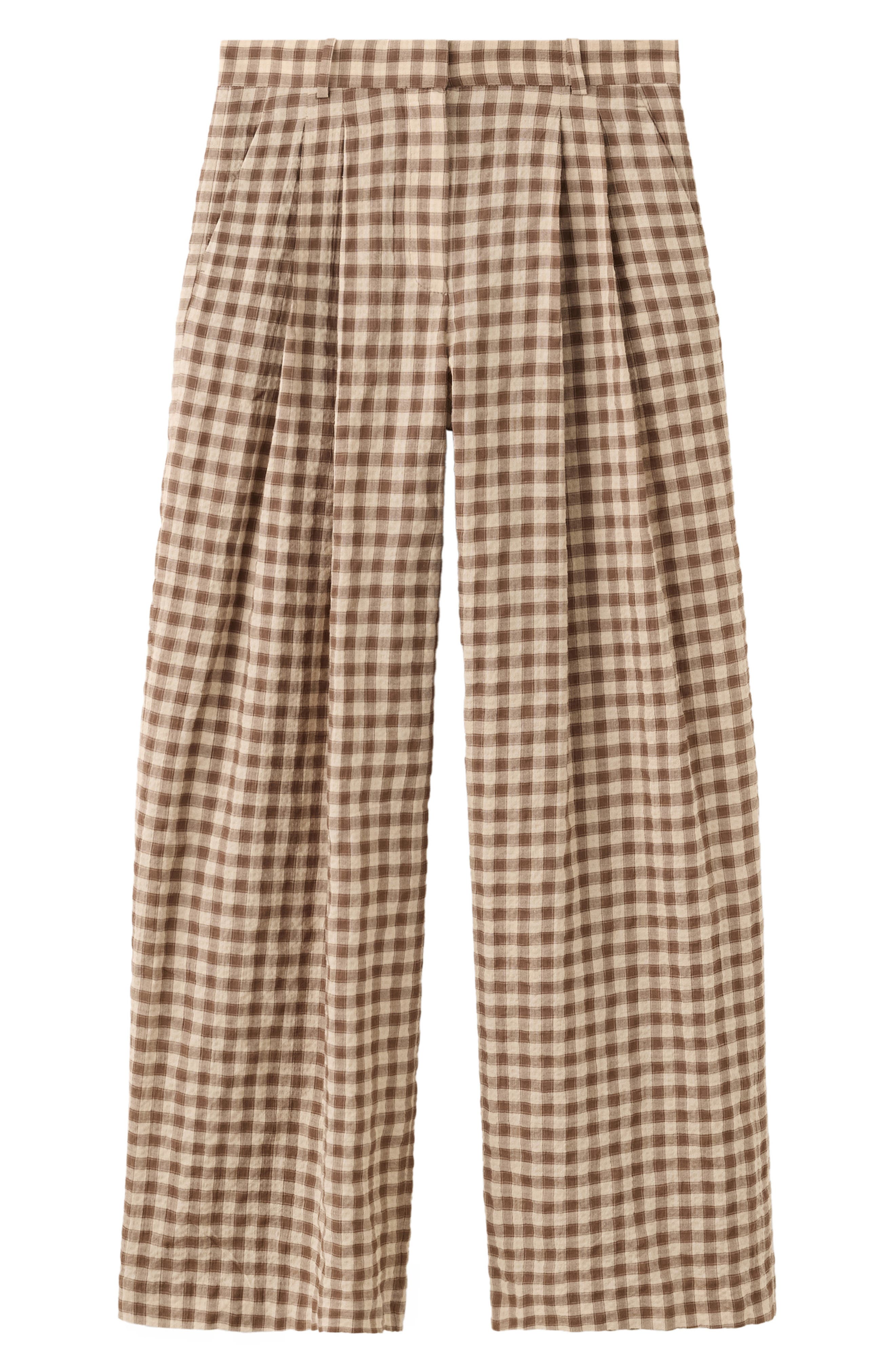MANGO Gingham Straight Leg Pants (Women) | Nordstrom