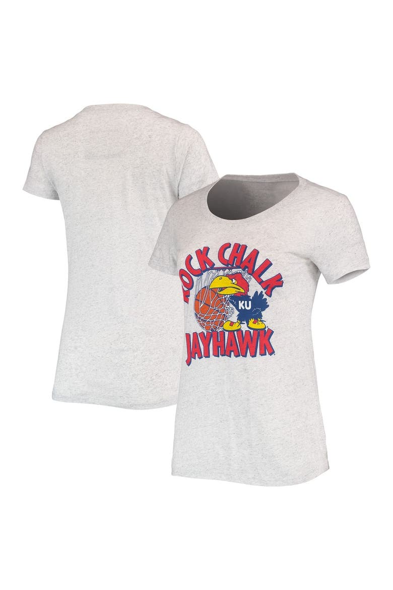 Women's Homefield Ash Kansas Jayhawks Vintage Rock Chalk Tri-Blend T-Shirt, Main, color, Ash