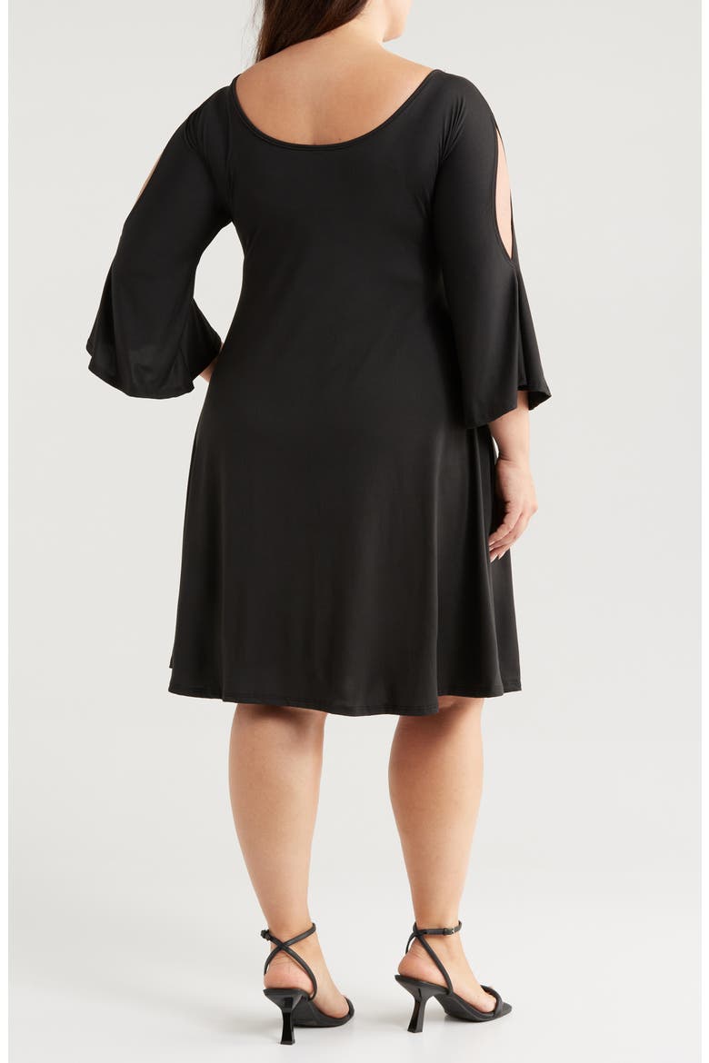 Crisscross Scoop Neck Cold Shoulder Dress, Alternate, color, BLACK