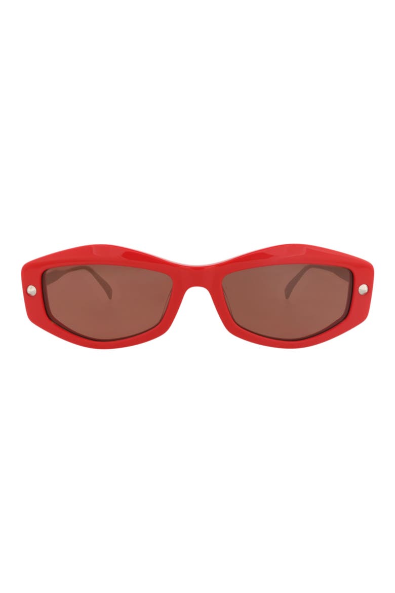 52mm Rectangular Sunglasses, Main, color, RED SILVER BROWN