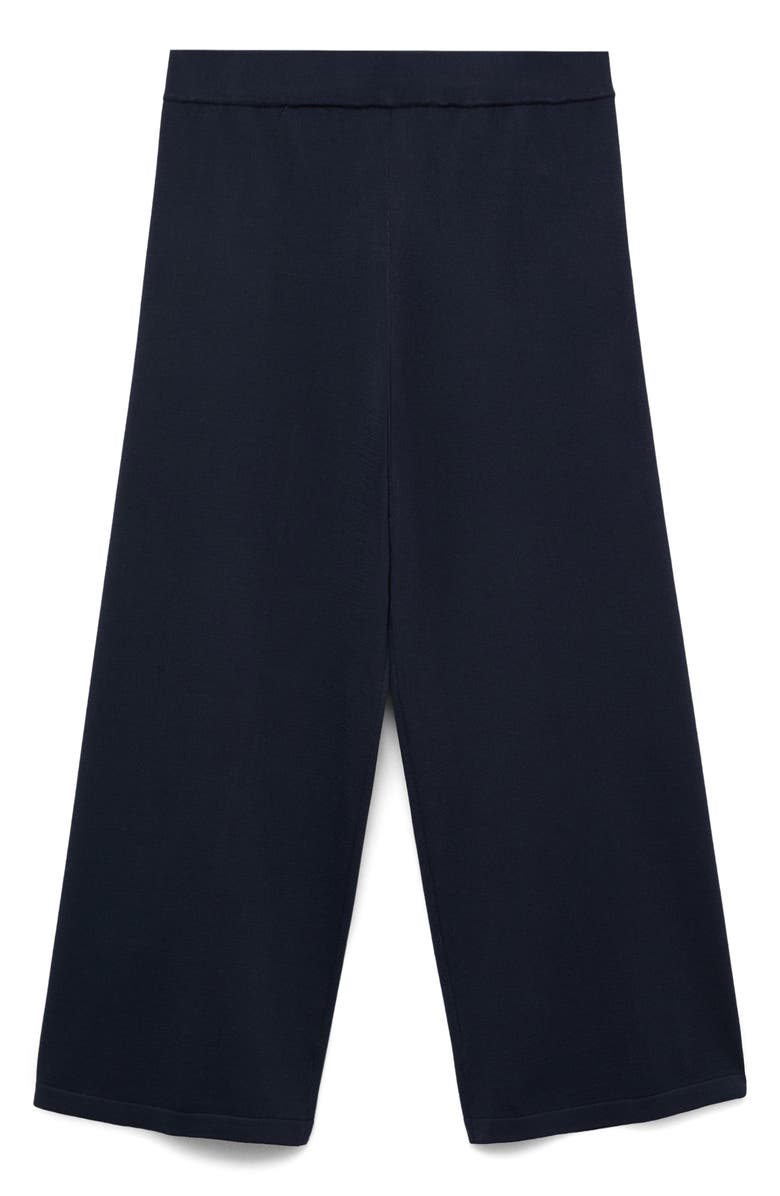MANGO Crop Knit Pants, Alternate, color, Navy