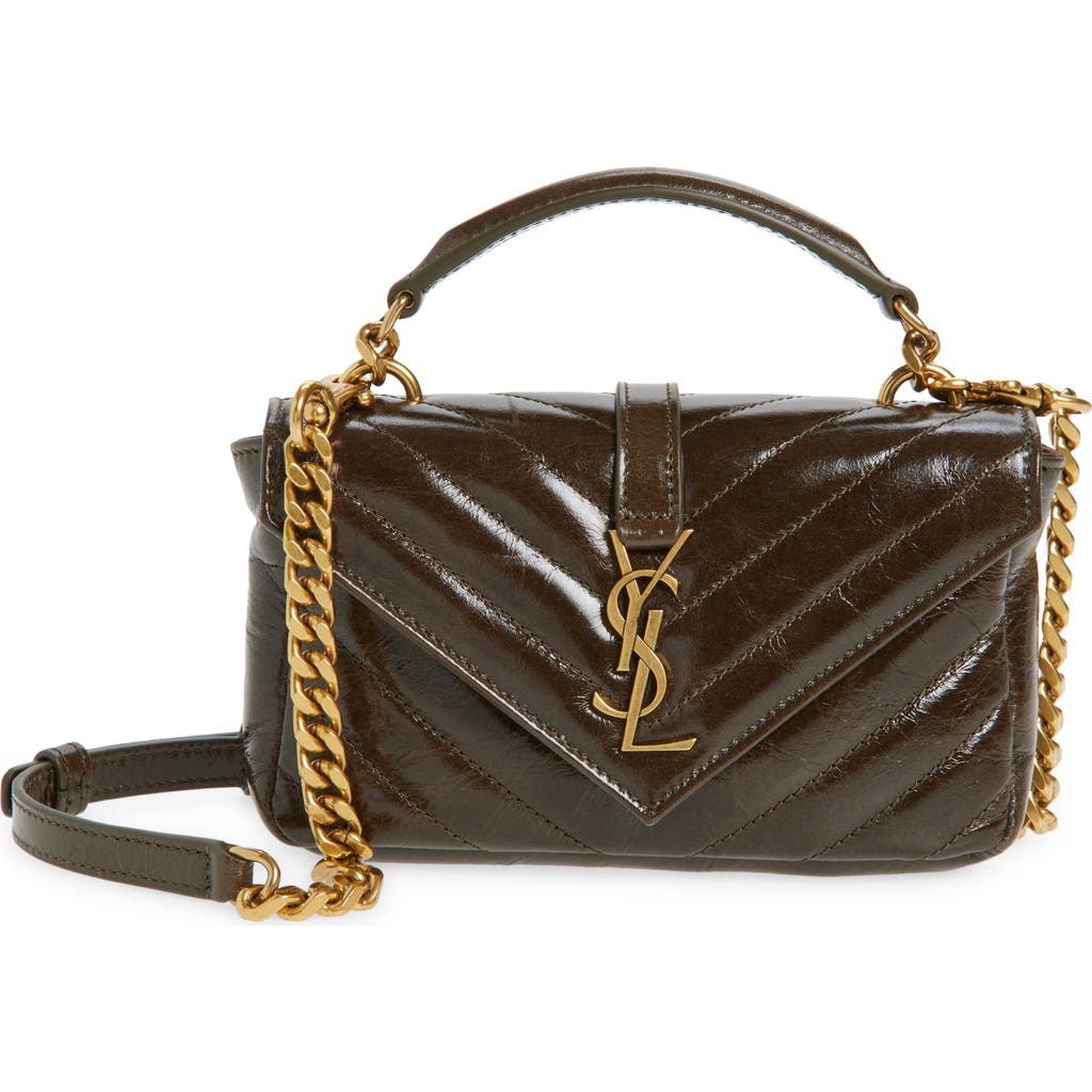 Saint Laurent Mini College Matelassé Leather Crossbody Bag