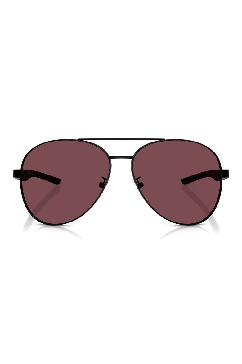 60mm Mirrored Pilot Sunglasses, Main, color, MATTE BLACK