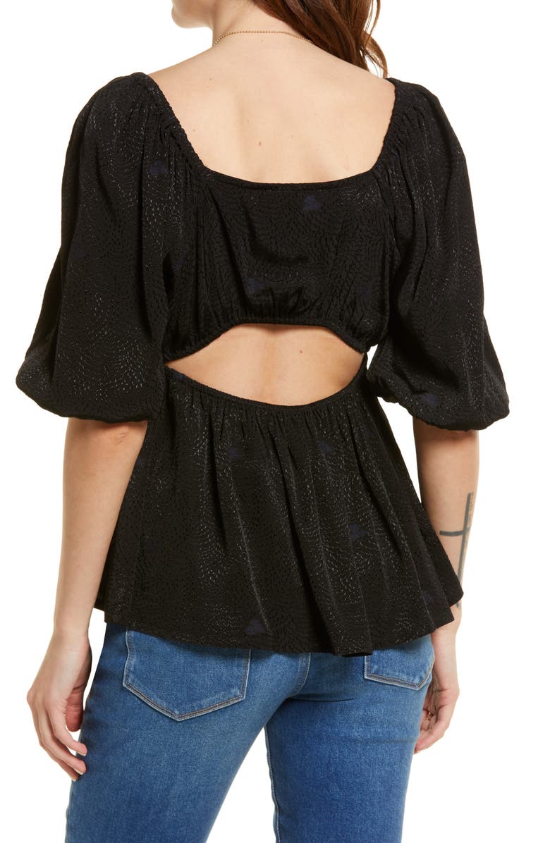 Treasure & Bond Square Neck Puff Sleeve High-Low Blouse, Alternate, color,