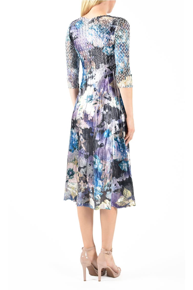 Charmuese Dress with Lace Sleeve, Alternate, color, Flocked Velvet