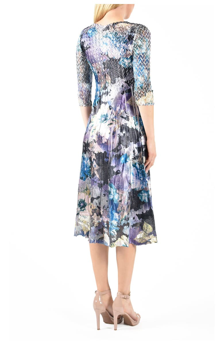 Komarov Charmuese Dress with Lace Sleeve, Alternate, color, Flocked Velvet