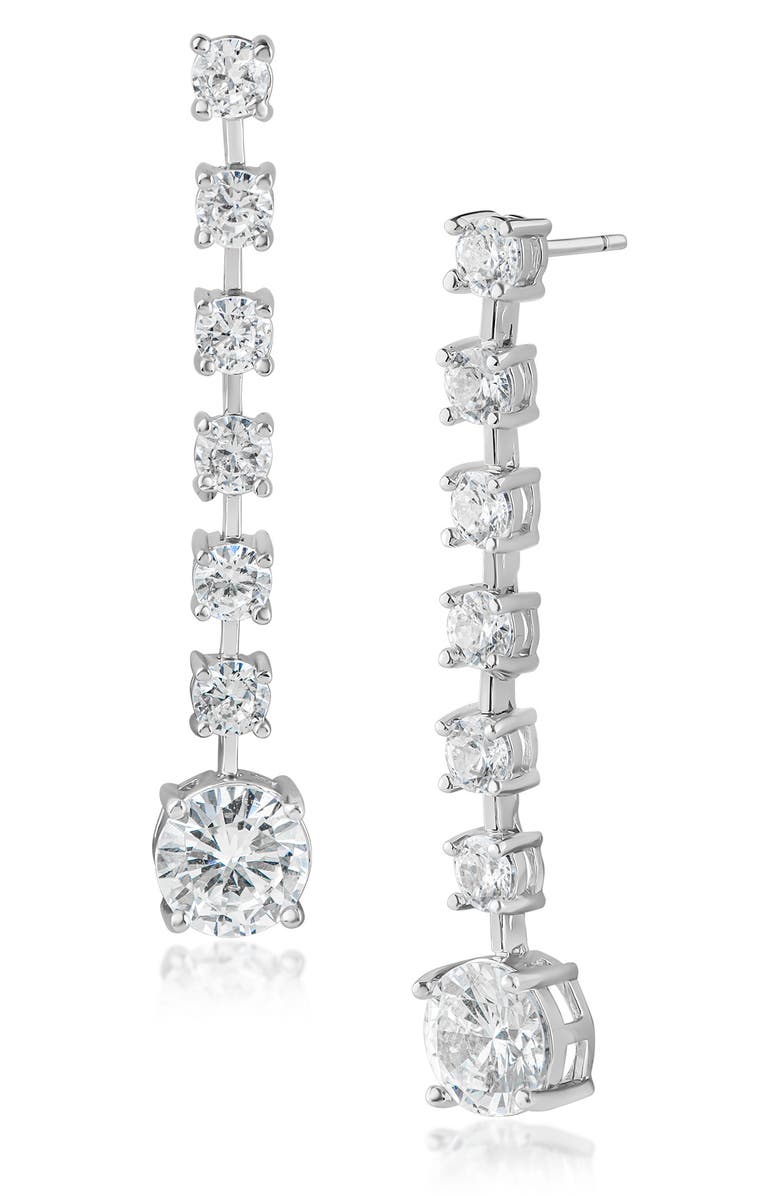 CZ by Kenneth Jay Lane Graduated Round Cubic Zirconia Linear Drop Earrings, Main, color,