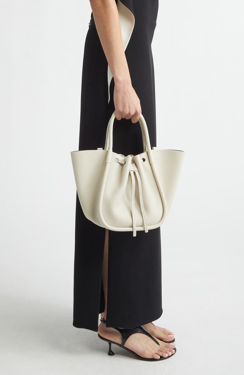 Proenza Schouler Small Ruched Leather Tote, Alternate, color, Ecru