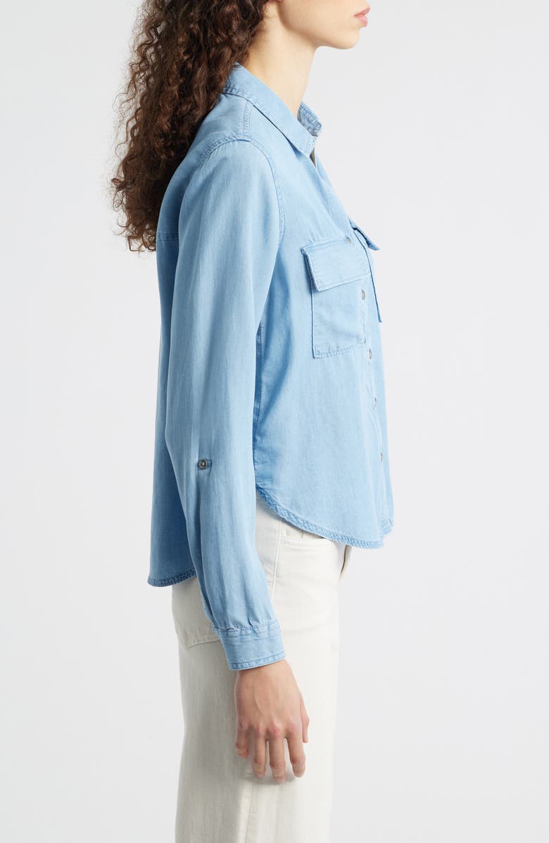 beachlunchlounge Fiorella Long Sleeve Button-Up Shirt, Alternate, color, Light Wash