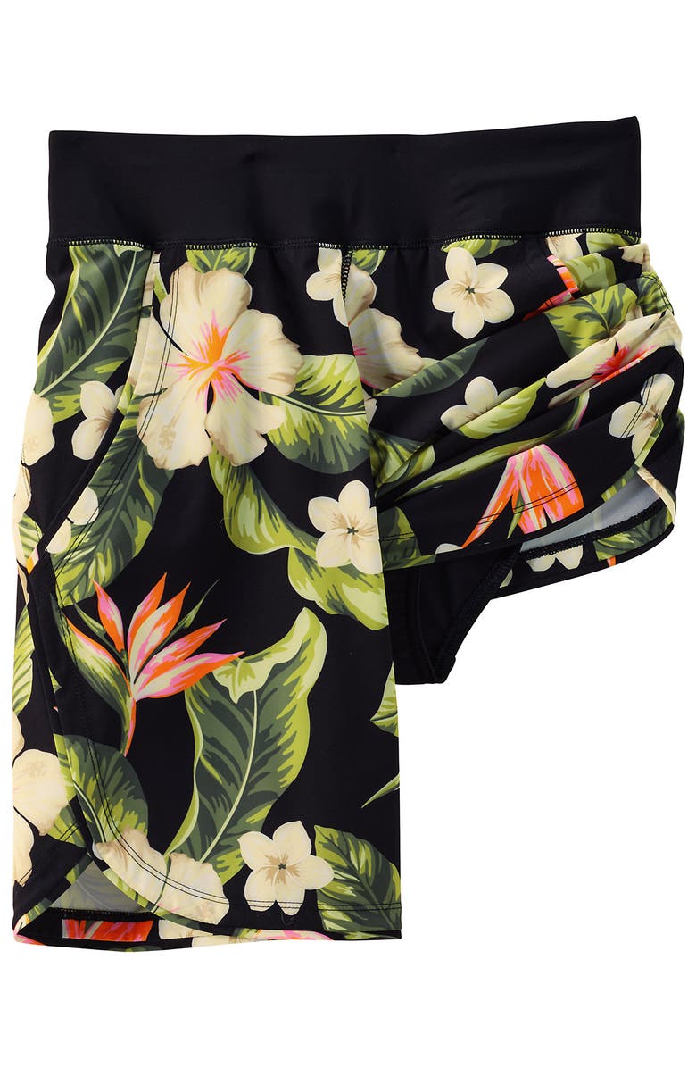 Lands' End SunShade UPF 50 9" Board Shorts, Alternate, color, Hibiscus Floral/Black