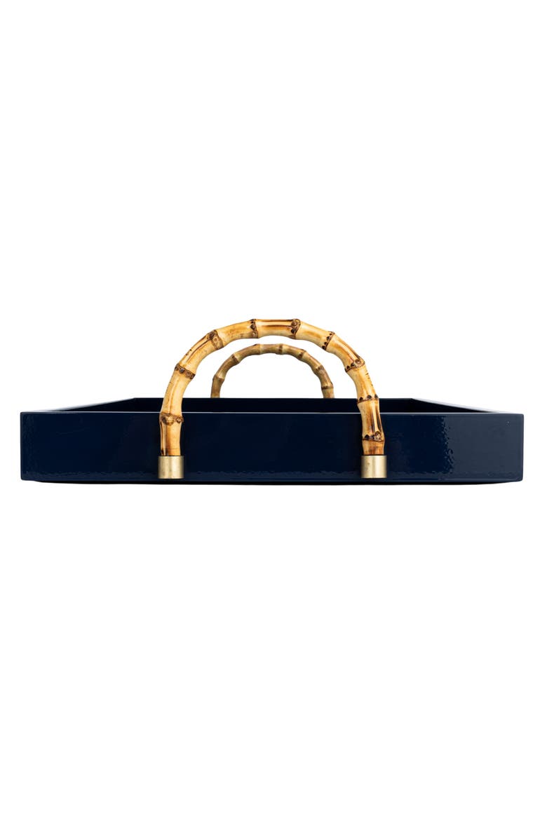 Wide Nautical wood Tray, Navy, Alternate, color, Blue