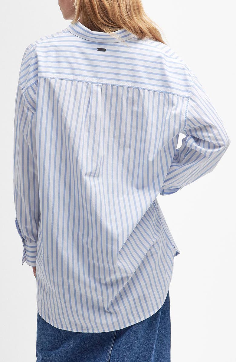 Barbour Nicola Stripe Cotton Button-Up Tunic, Alternate, color, White/ Blue Stripe