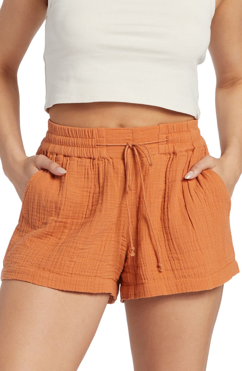 Billabong Cotton Gauze Cover-Up Shorts, Main, color, 