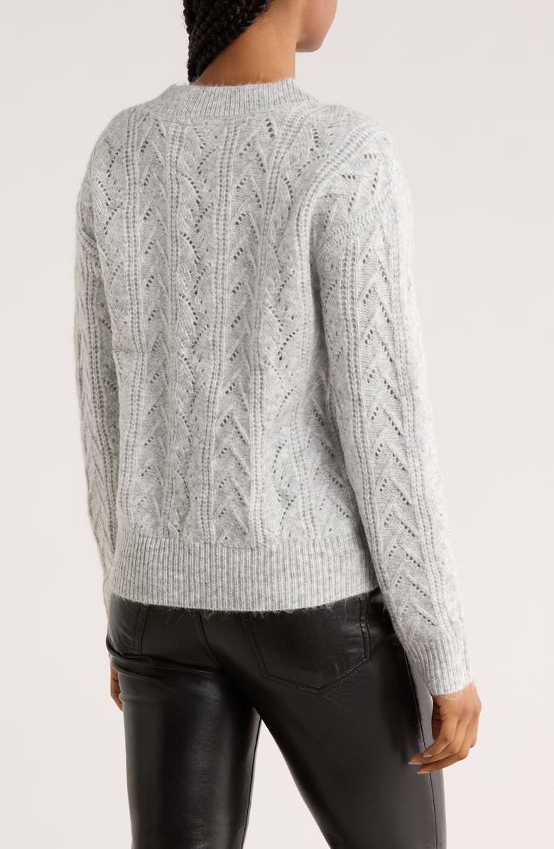 RDI V-Neck Pointelle Sweater, Alternate, color, Grey Cloud