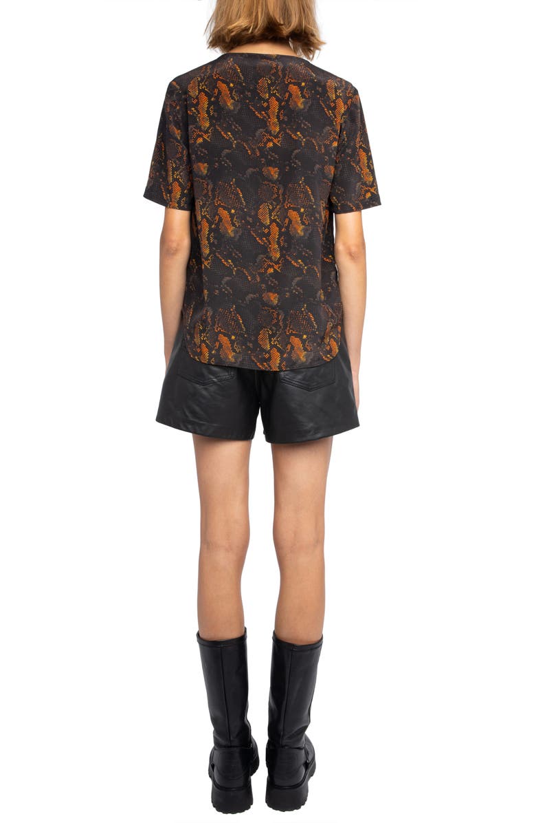 Zadig & Voltaire Terzo Python Print Silk Button-Up Shirt, Alternate, color, Black