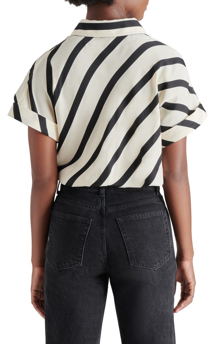 Steve Madden Tori Stripe Short Sleeve Tie Front Shirt, Alternate, color, 