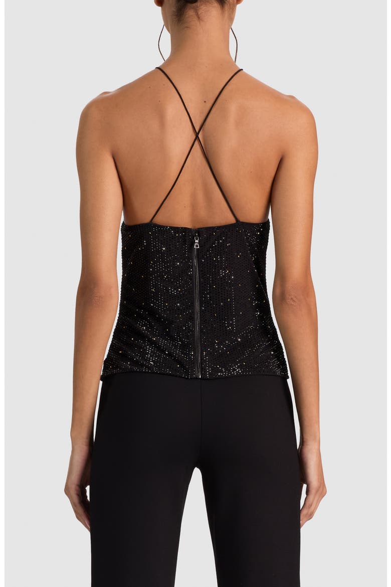 Zumi Embellished Halter Top, Alternate, color, BLACK/ GOLD