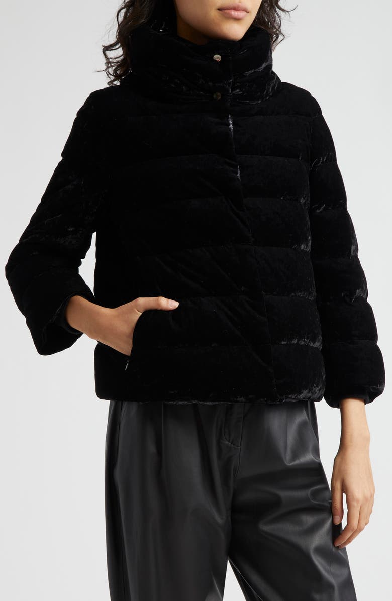 Herno A-Line Marbled Velvet Down Jacket, Alternate, color, 