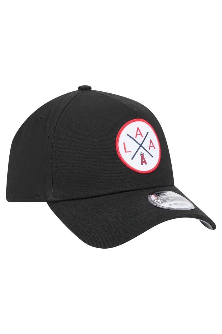 Men's New Era Black Los Angeles Angels 9FORTY A-Frame Adjustable Hat, Alternate, color, Black