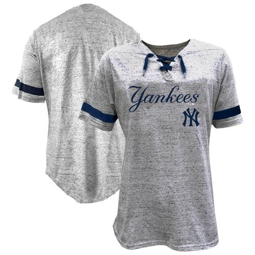 Profile Heather Gray New York Yankees Lace-up Fleck T-shirt