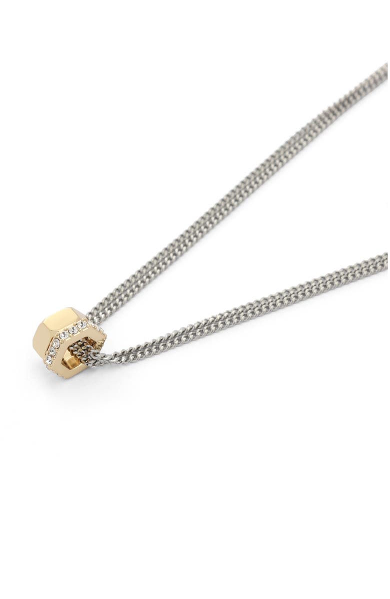 AllSaints Two-Tone Bolt Pendant Necklace, Alternate, color, 