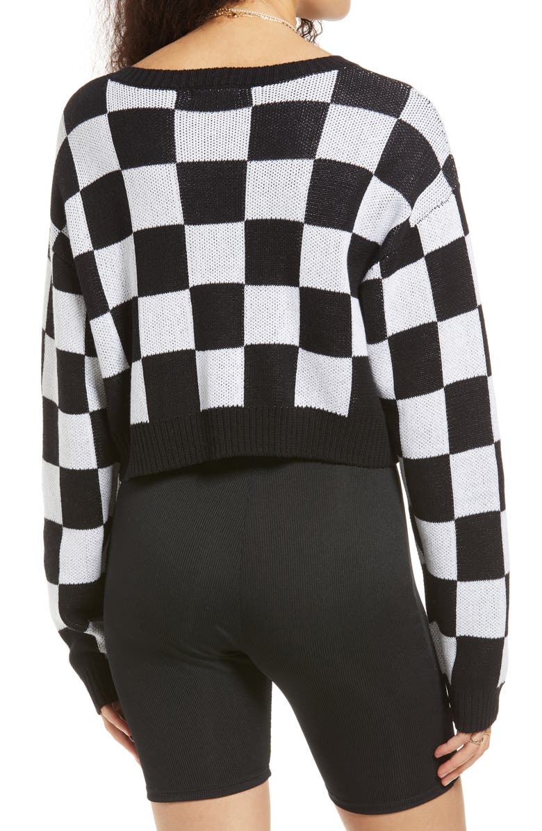 BP. Checkerboard Crop Sweater, Alternate, color,