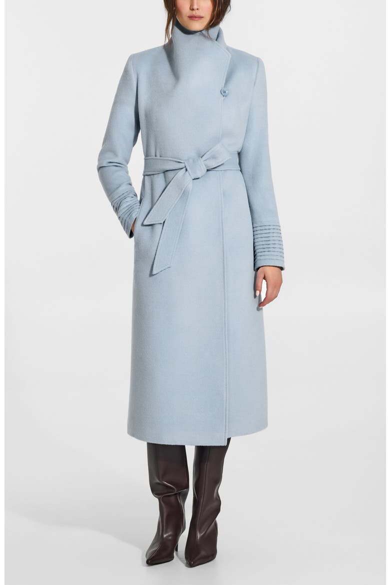 Baby Alpaca & Wool Funnel Neck Wrap Coat, Main, color, GLACIAL BLUE