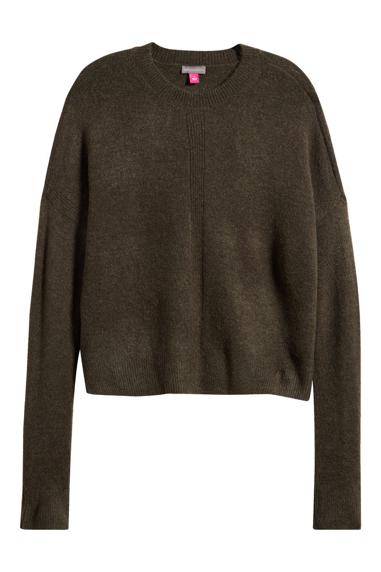 Cropped Crewneck Sweater, Alternate, color, DARK OLIVE
