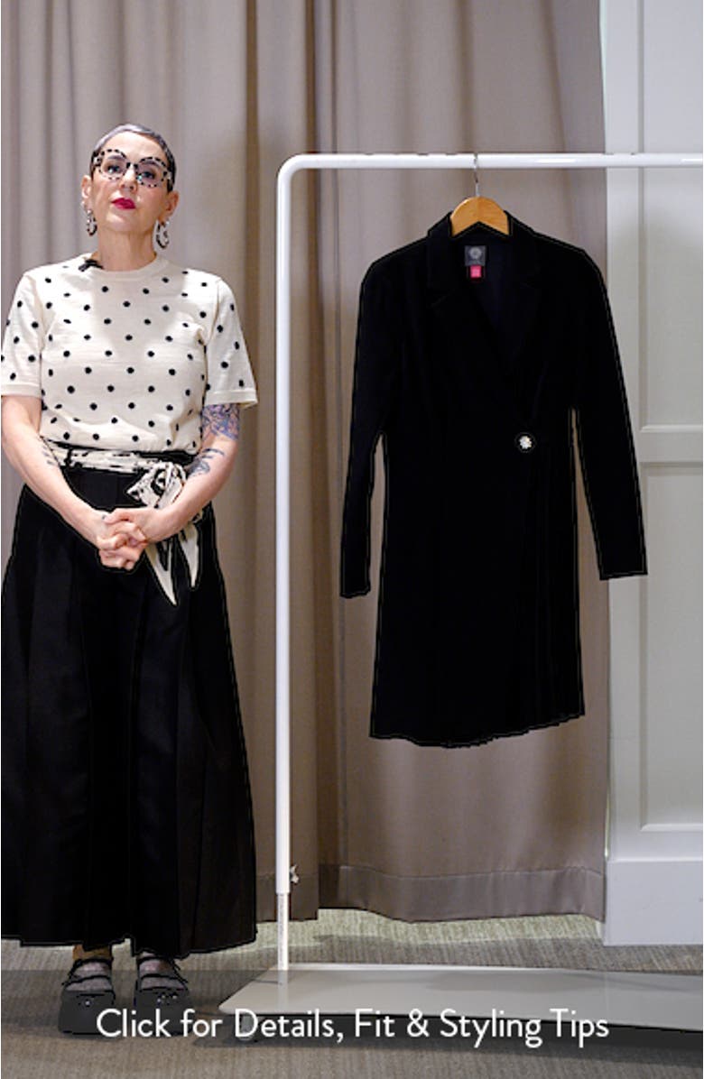 Rhinestone Detail Long Sleeve Stretch Crepe Dress, sales video thumbnail