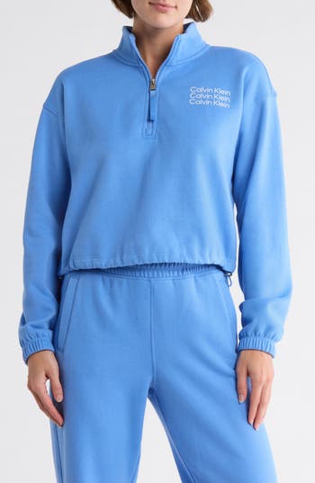 Calvin Klein Performance Triple Logo Crop Quarter Zip Sweatshirt