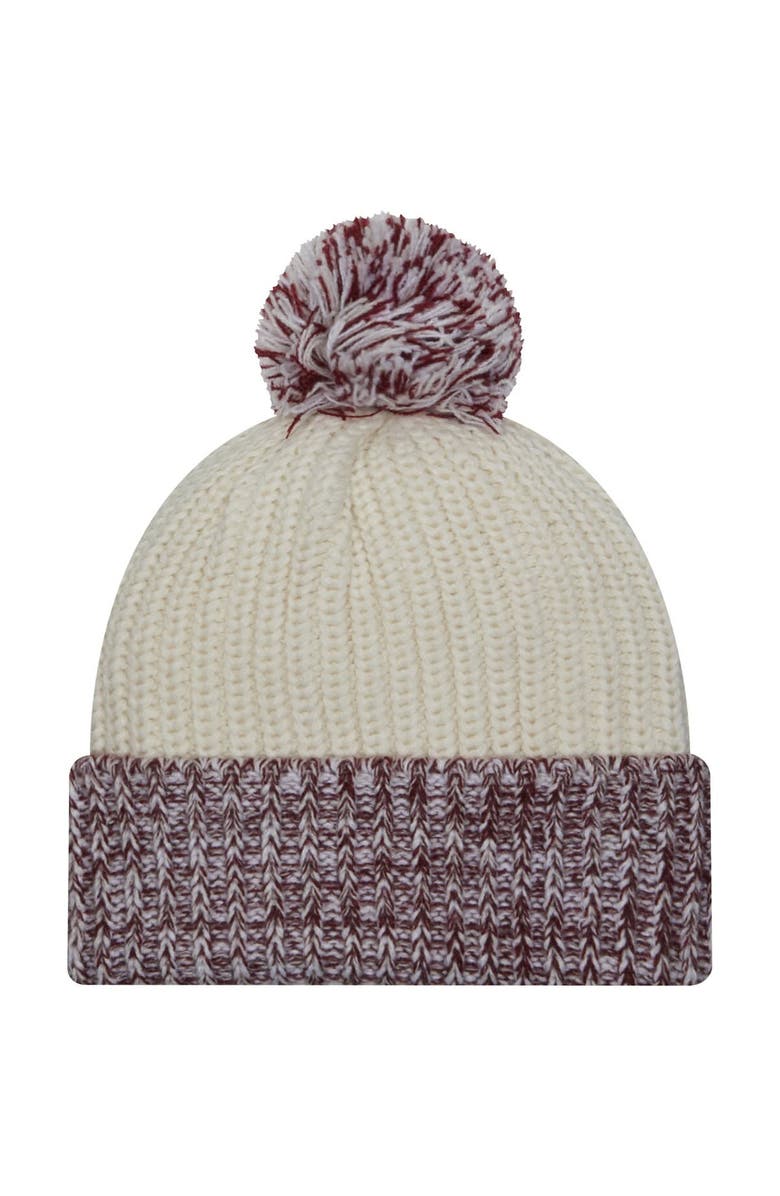 New Era Women's New Era Cream Mississippi State Bulldogs Fresh Cuffed Knit Hat with Pom, Alternate, color, 