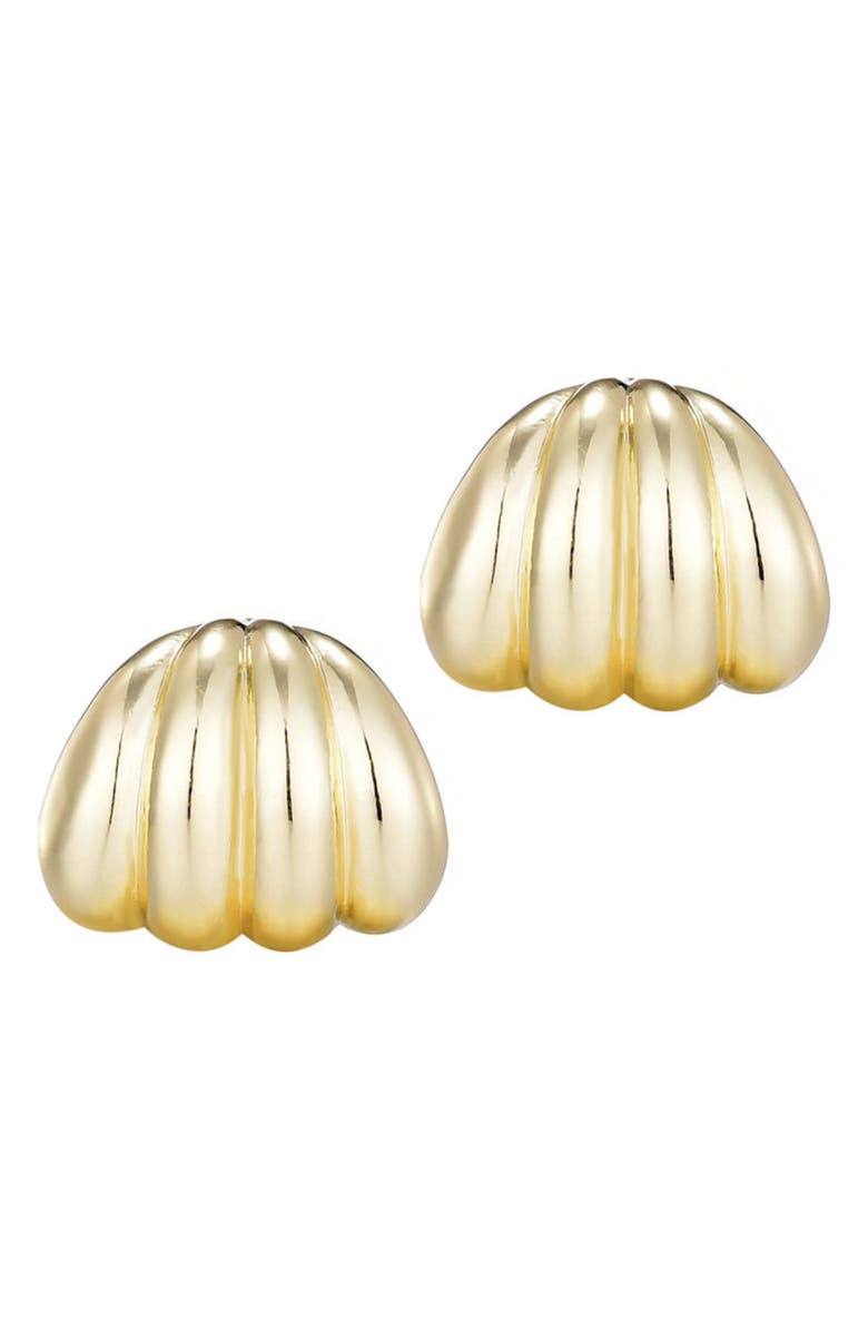 Adornia Fluted Wrap Stud Earrings, Main, color, Gold