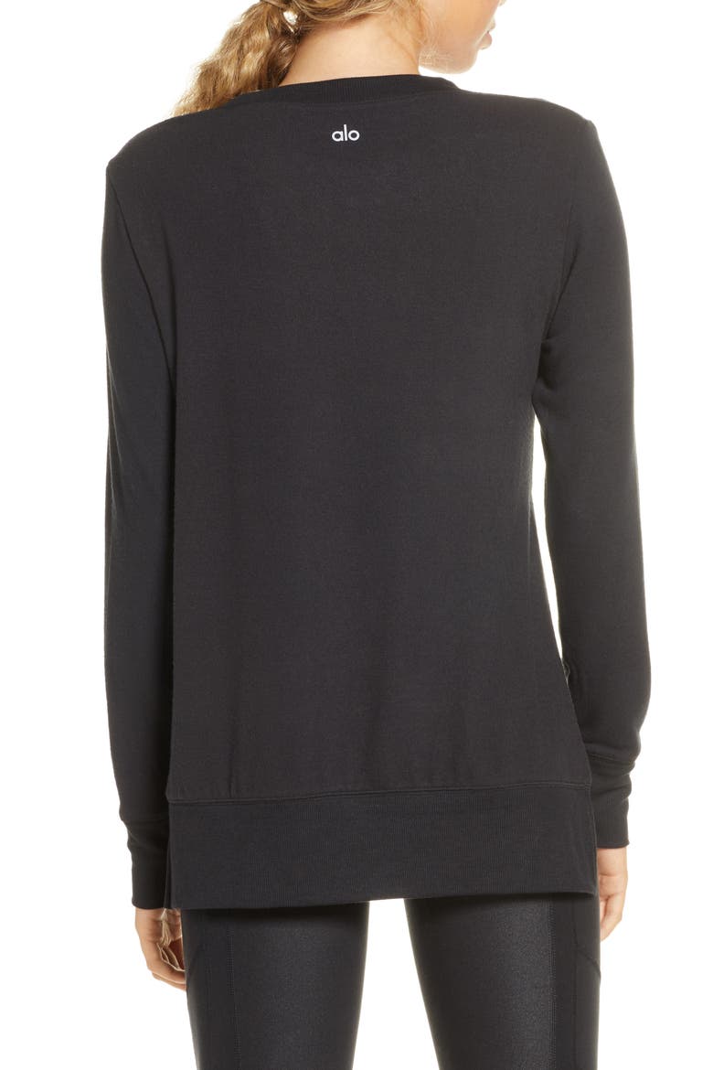 'Glimpse' Long Sleeve Top, Alternate, color, BLACK