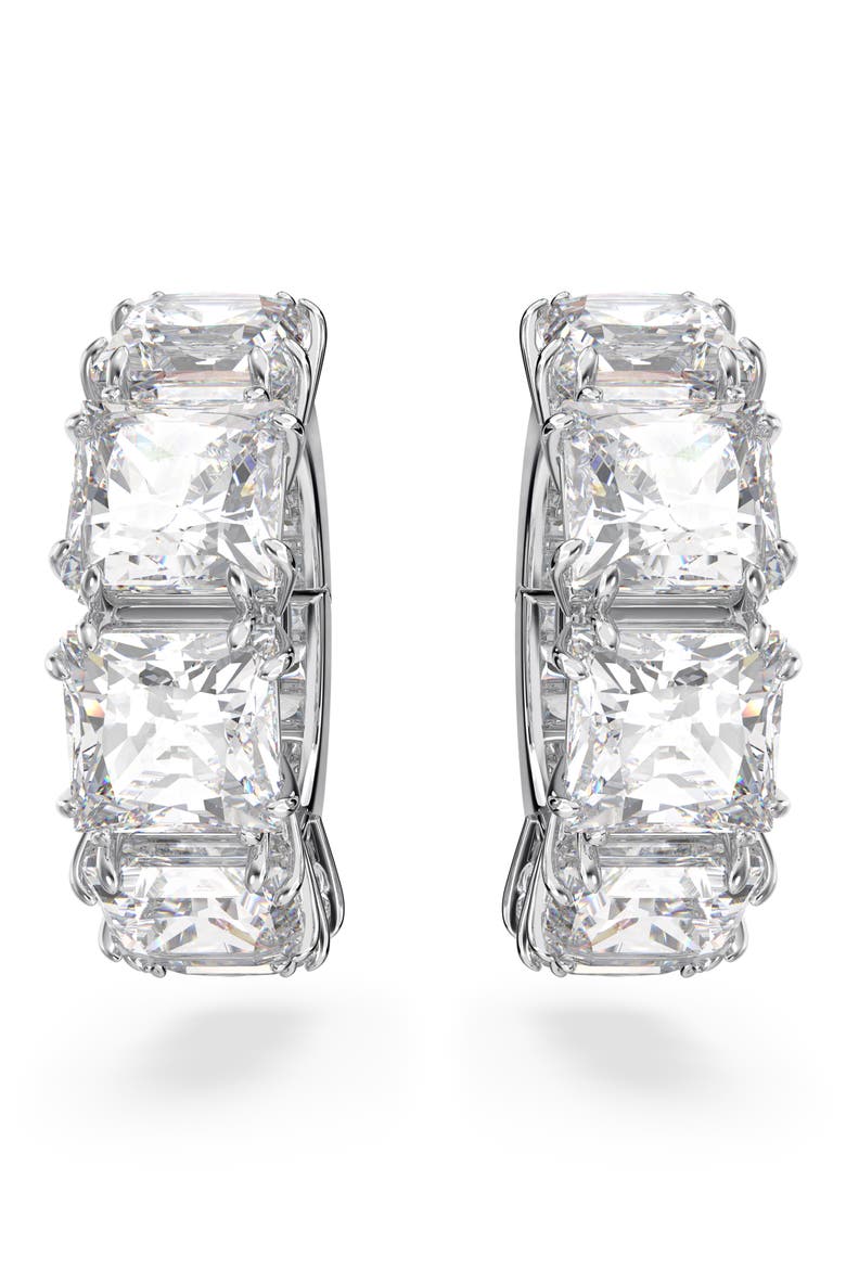 Millenia Clip-On Earrings, Alternate, color, WHITE/ SILVER