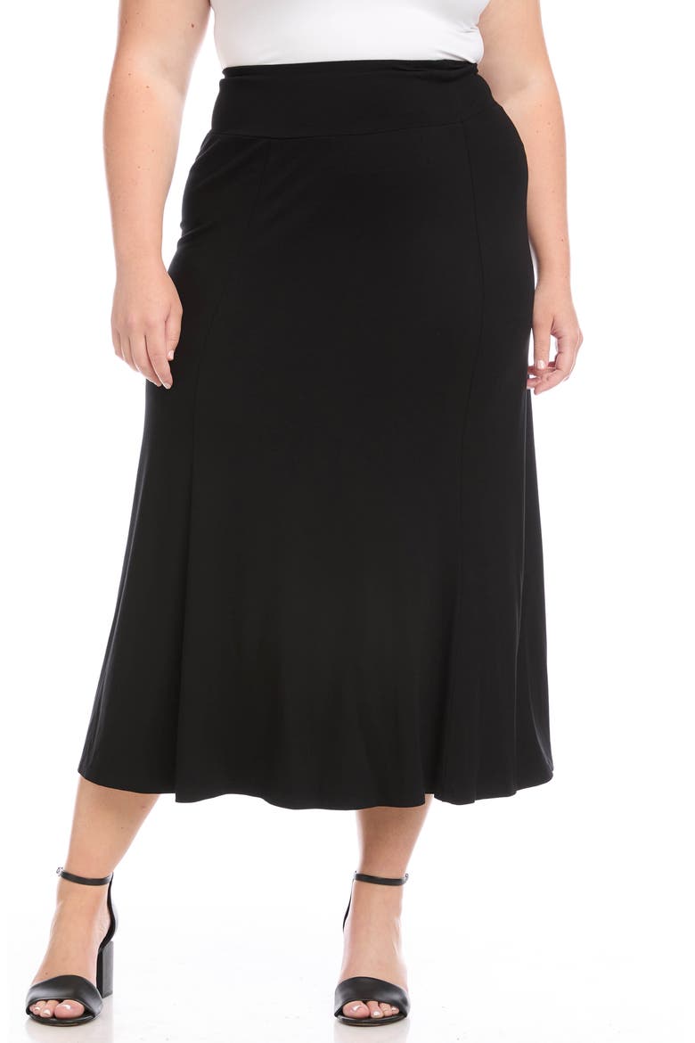 Jersey Midi Skirt, Main, color, BLACK