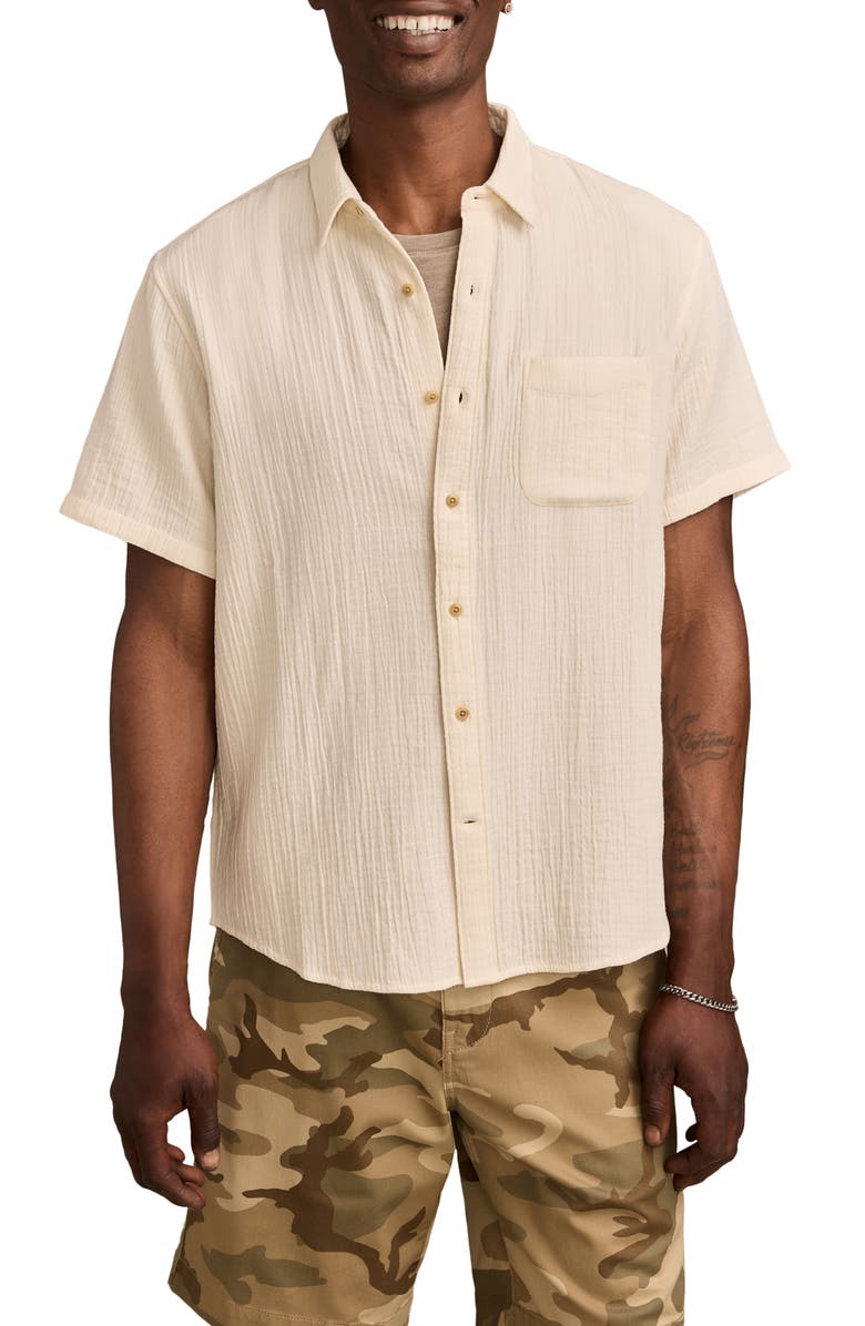 Lucky Brand Short Sleeve Double Gauze Button-Up Shirt, Main, color, 