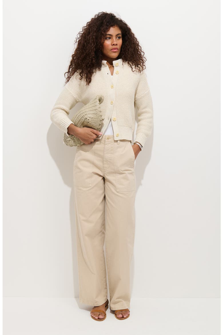 Nico Chunky Cotton Cardigan, Alternate, color, MARLED IVORY