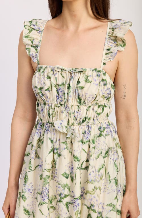 En Saison Charleston Ruffle Shirred Midi Sundress In Blue