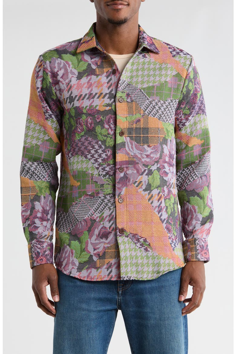 Tapestry Shirt Jacket, Main, color, PINK