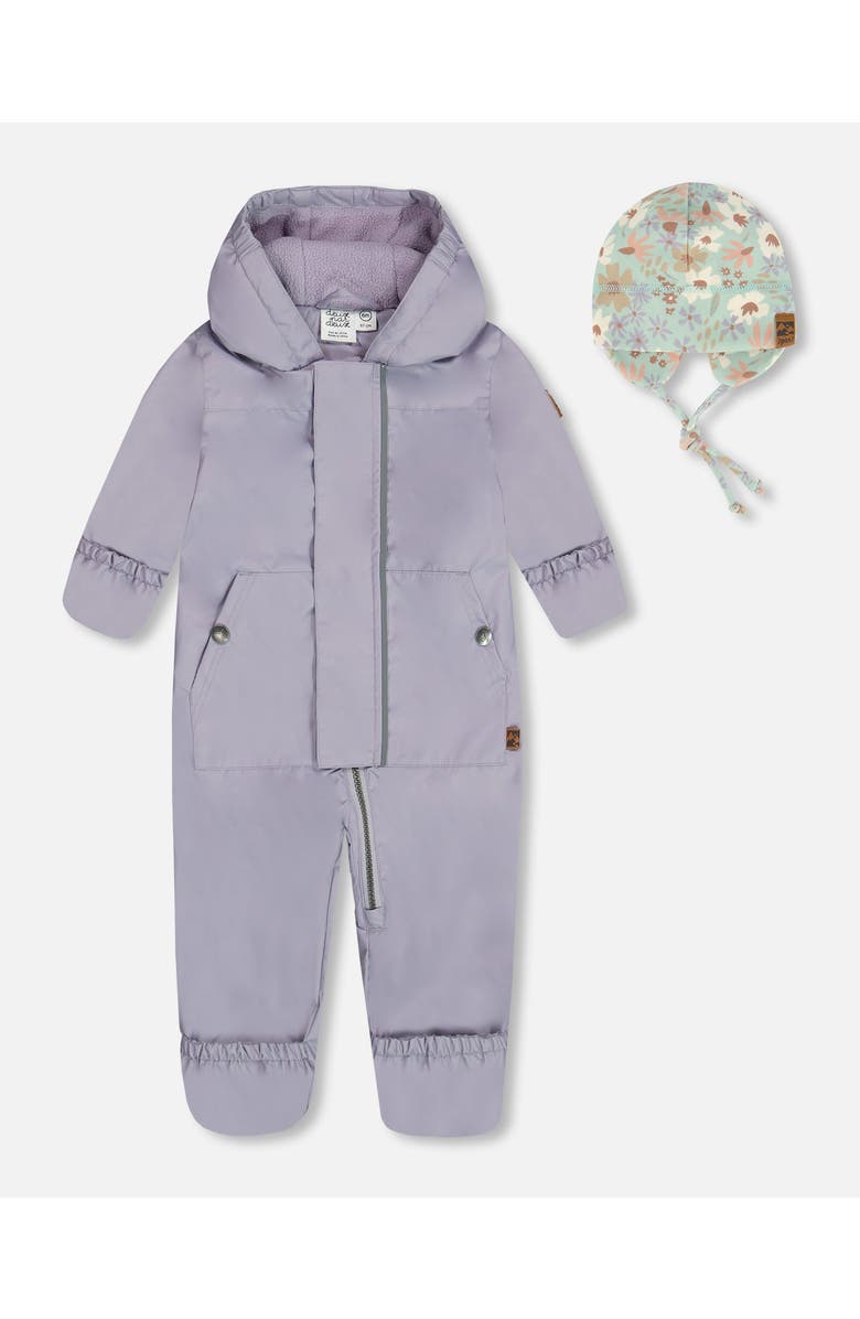 Deux par Deux Baby Girl's Baby Mid-Season One-Piece Outerwear Lilac With Printed Hat, Main, color, Lilac